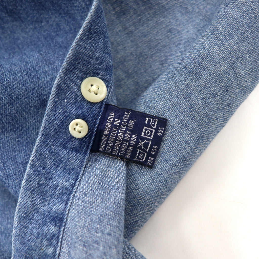 nautica 90s denim button-down shirt, XL, blue, cotton, one-point logo embroidery