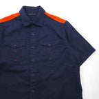 SEAN JOHN 2000s Reflective Design Short Sleeve Field Shirt, Size L, Navy, Cotton