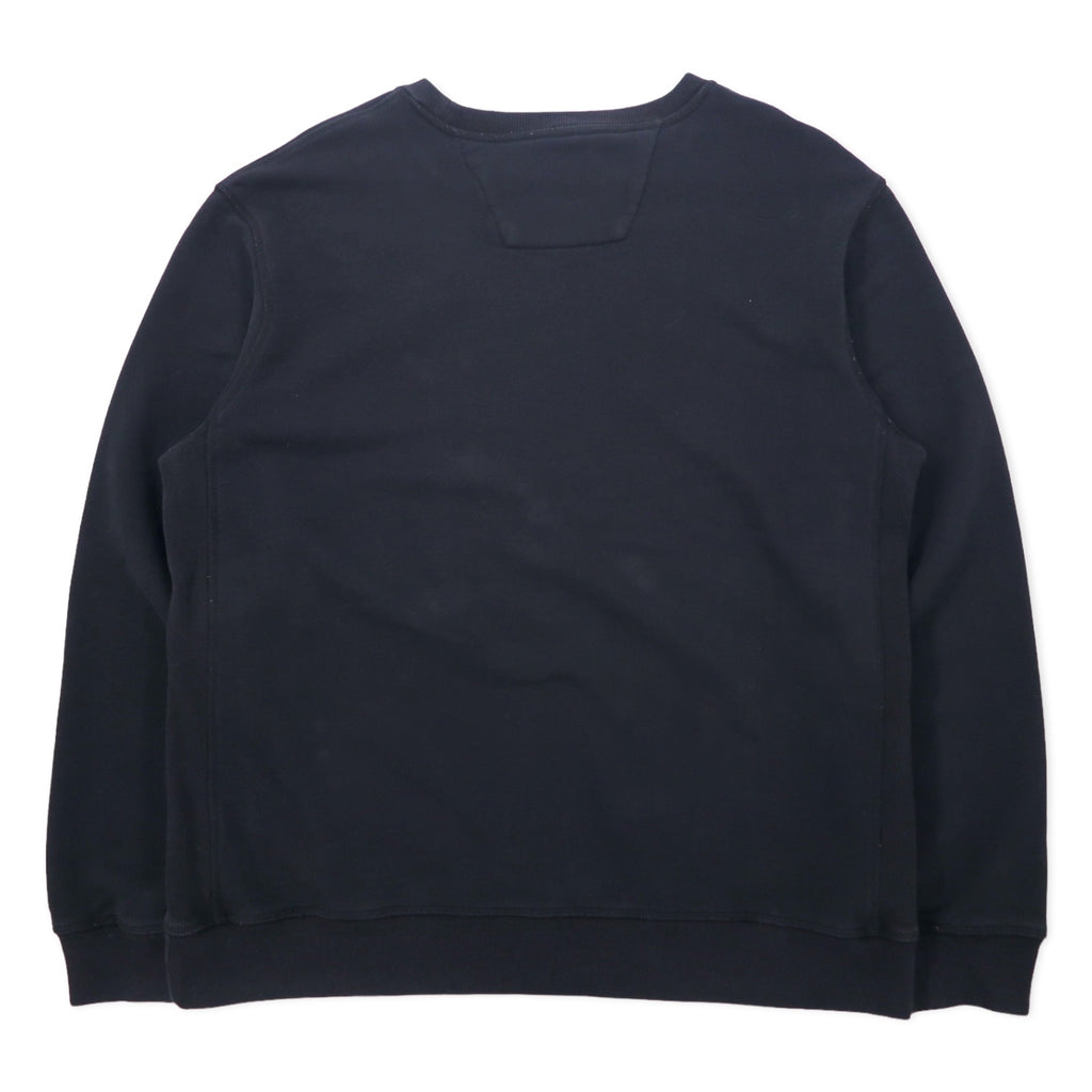 NAUTICA Reverse Weave Sweatshirt XL Black Cotton One Point Logo Embroidery Big Size
