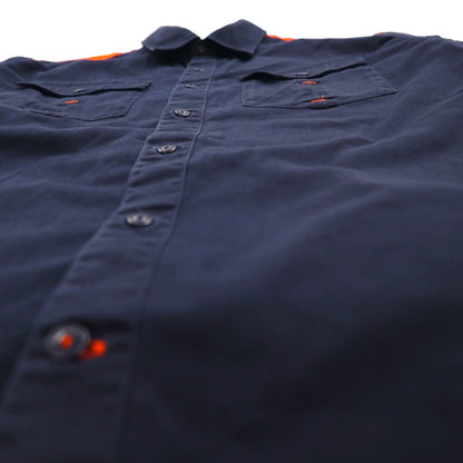 SEAN JOHN 00年代 リフレクターデザイン 半袖 フィールドシャツ L ネイビー コットン