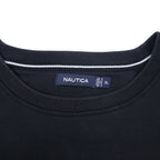 NAUTICA Reverse Weave Sweatshirt XL Black Cotton One Point Logo Embroidery Big Size