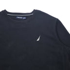 NAUTICA Reverse Weave Sweatshirt XL Black Cotton One Point Logo Embroidery Big Size