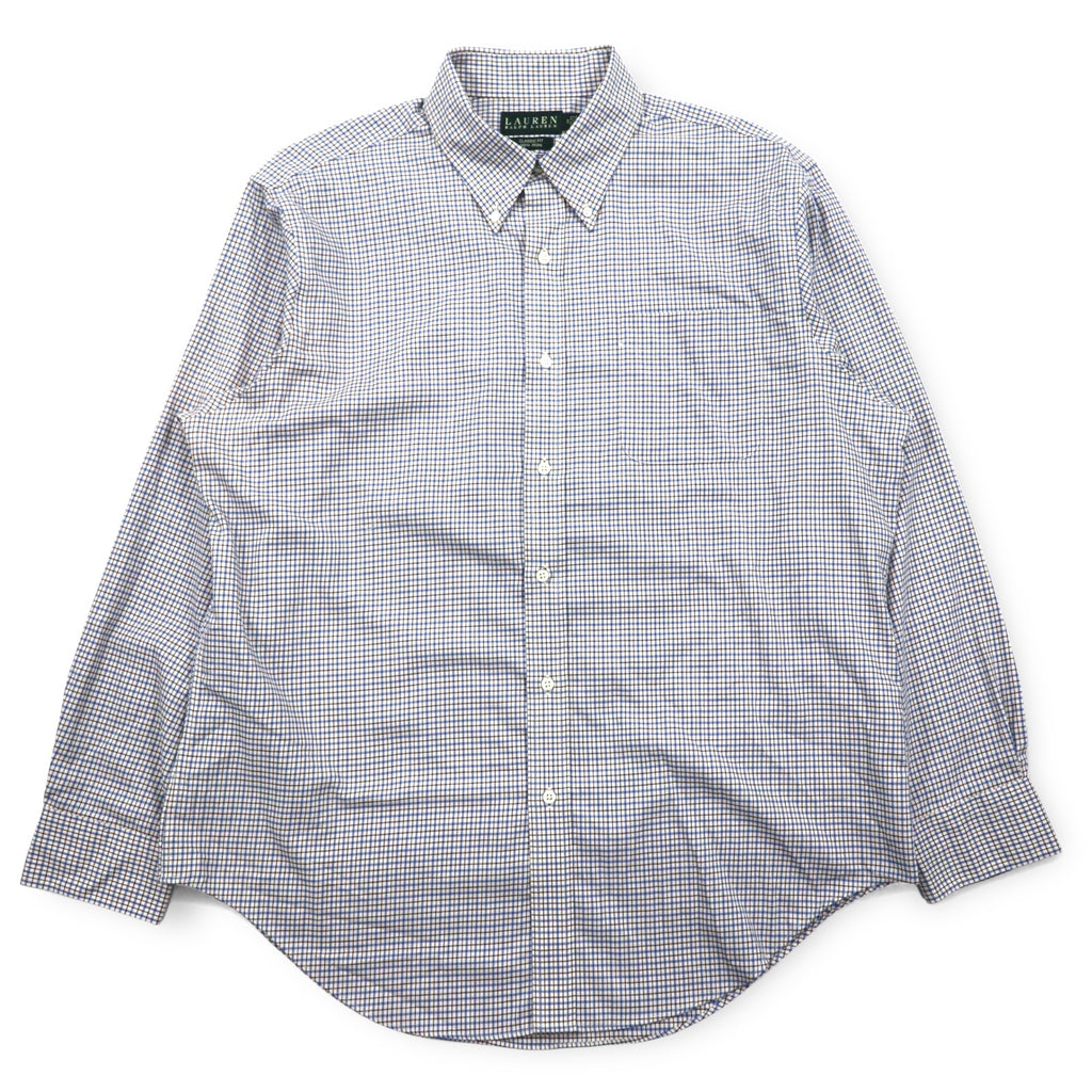 LAUREN RALPH LAUREN Button-down shirt, XL, blue, cotton, check, CLASSIC FIT, NON IRON