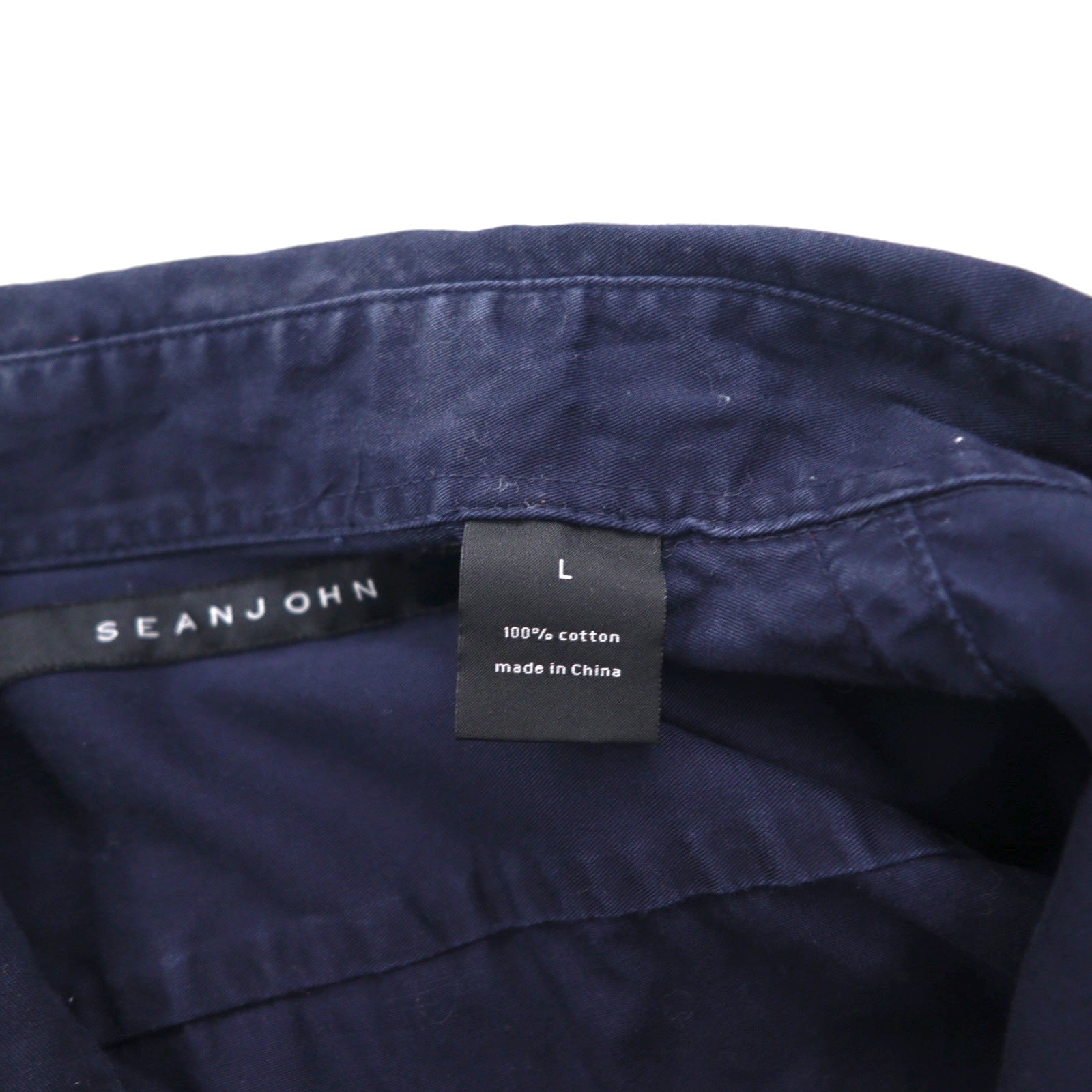 SEAN JOHN 2000s Reflective Design Short Sleeve Field Shirt, Size L, Navy, Cotton