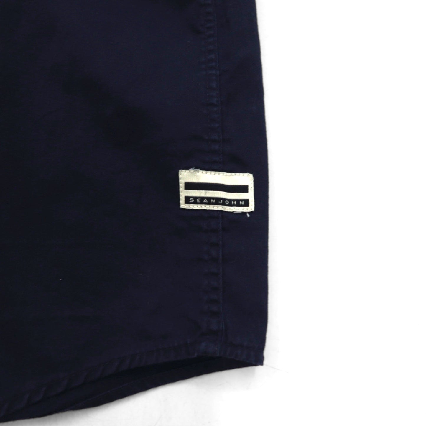 SEAN JOHN 00年代 リフレクターデザイン 半袖 フィールドシャツ L ネイビー コットン