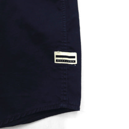 SEAN JOHN 00年代 リフレクターデザイン 半袖 フィールドシャツ L ネイビー コットン