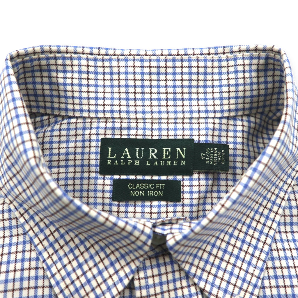 LAUREN RALPH LAUREN Button-down shirt, XL, blue, cotton, check, CLASSIC FIT, NON IRON