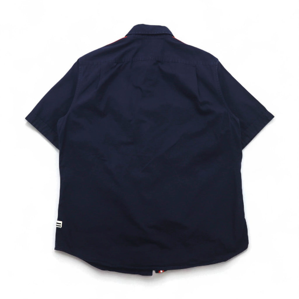 SEAN JOHN 2000s Reflective Design Short Sleeve Field Shirt, Size L, Navy, Cotton