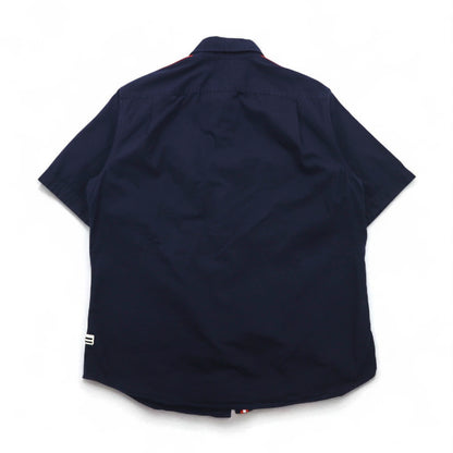 SEAN JOHN 00年代 リフレクターデザイン 半袖 フィールドシャツ L ネイビー コットン