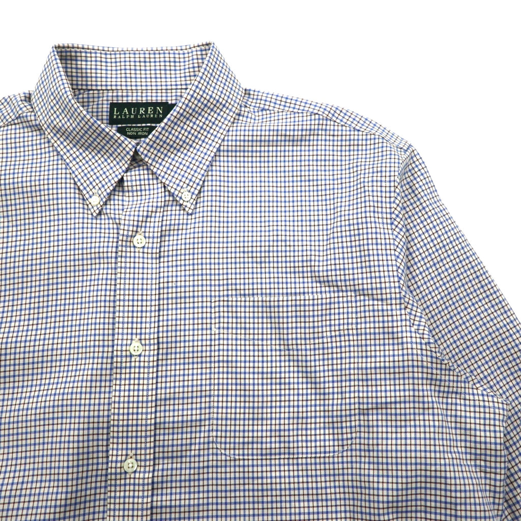 LAUREN RALPH LAUREN Button-down shirt, XL, blue, cotton, check, CLASSIC FIT, NON IRON