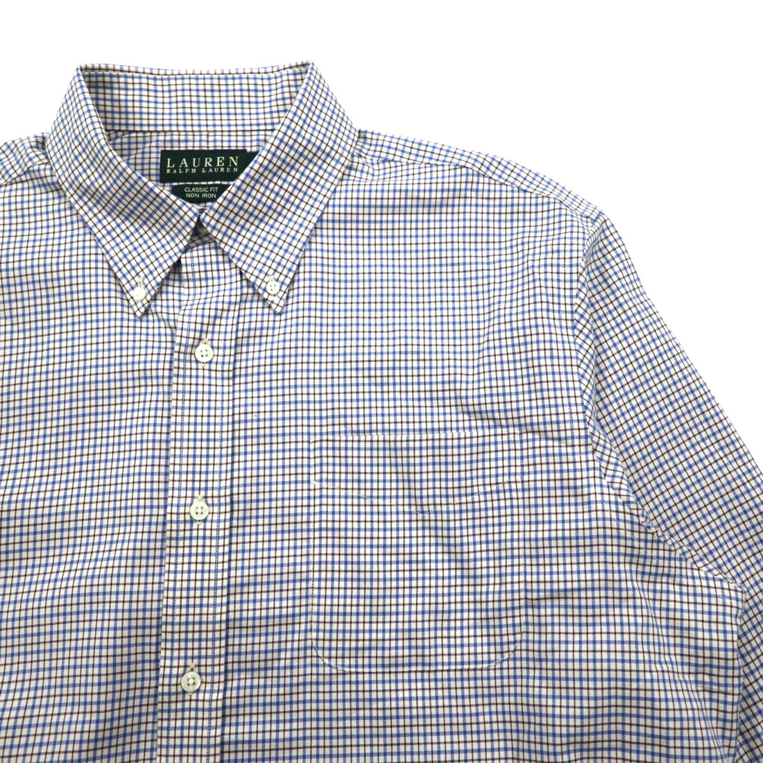 LAUREN RALPH LAUREN Button-down shirt, XL, blue, cotton, check, CLASSIC FIT, NON IRON