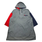 FILA 90s Long Anorak Parka SM Grey Nylon Water Repellent Half Zip Big Size
