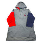 FILA 90s Long Anorak Parka SM Grey Nylon Water Repellent Half Zip Big Size