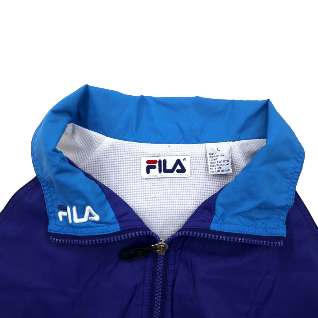 FILA 90s Nylon Jacket Jersey L Blue Drawcord