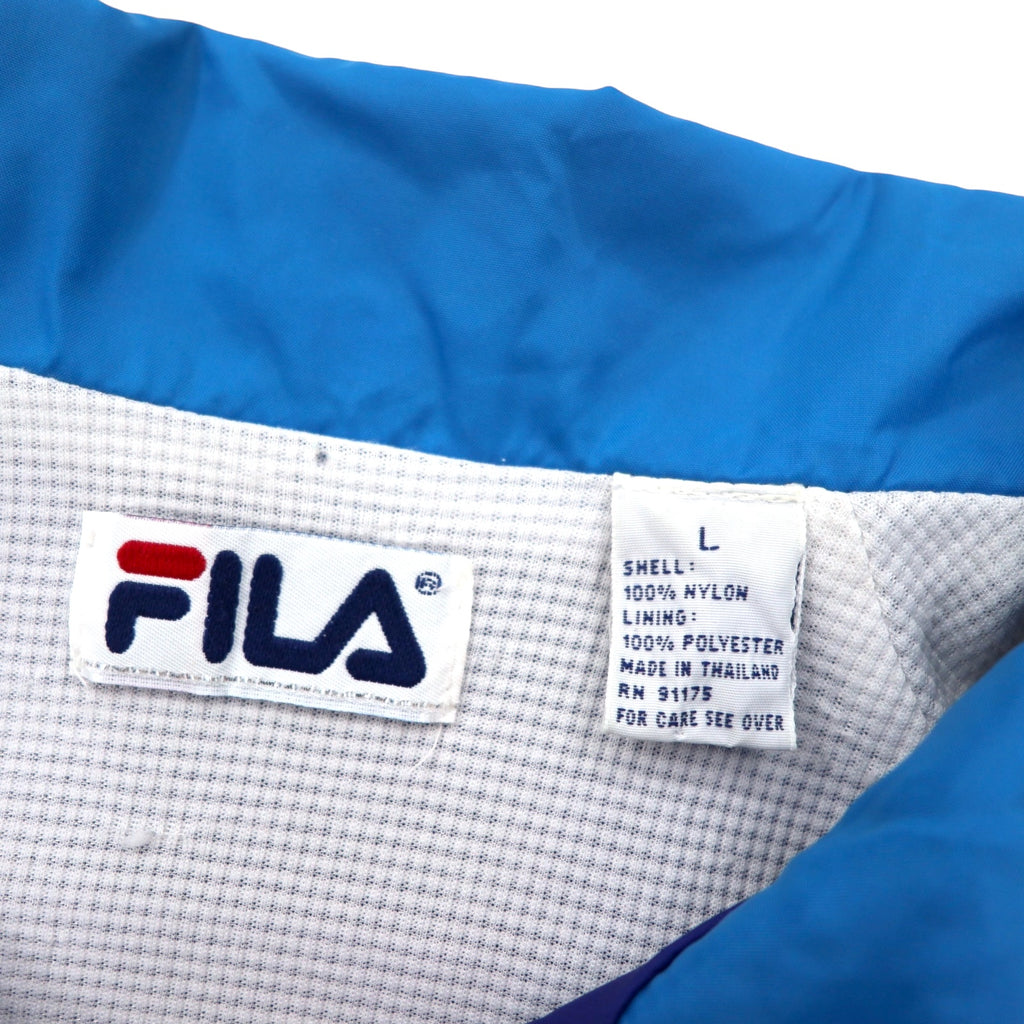 FILA 90s Nylon Jacket Jersey L Blue Drawcord