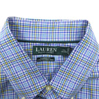 LAUREN RALPH LAUREN Button-down shirt, XL, blue, cotton, check, CLASSIC FIT, STRETCH, NON IRON