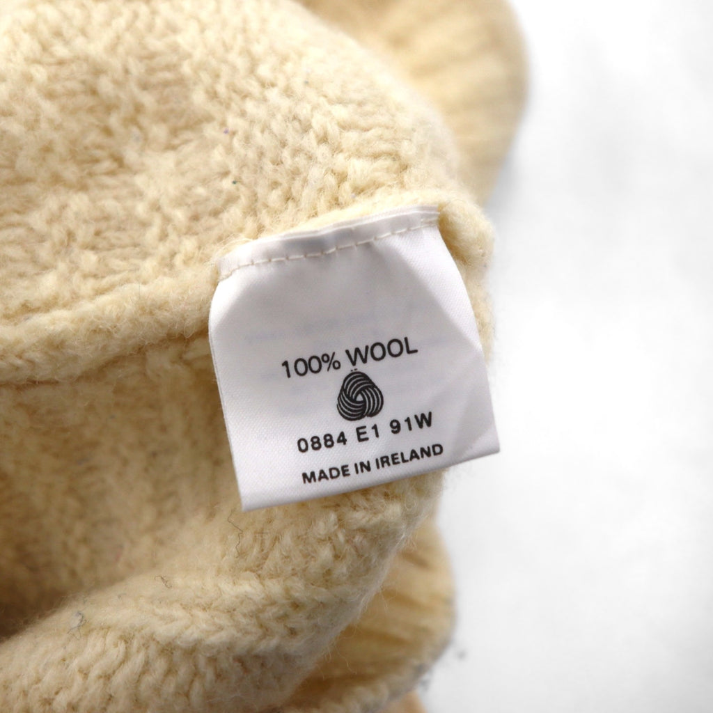 90s Irish Vintage Fisherman Knit Sweater, Made in Ireland, XL, Off-White, Wool Cable Knit, BLARNEY WOOLEN MILLS