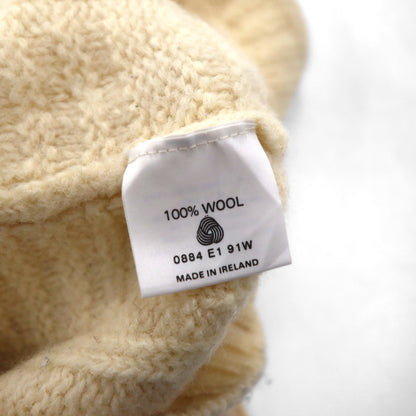 90s Irish Vintage Fisherman Knit Sweater, Made in Ireland, XL, Off-White, Wool Cable Knit, BLARNEY WOOLEN MILLS