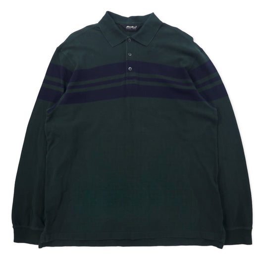 日本然リトテ-古着オンライン-Eddie Bauer 長袖 ポロシャツ L カーキ コットン 鹿の子-Eddie Bauer Long Sleeve Polo Shirt L Khaki Cotton Pique