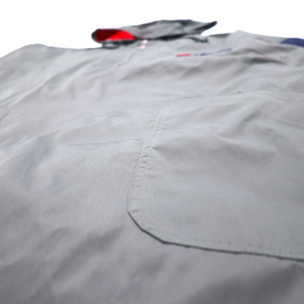 FILA 90s Long Anorak Parka SM Grey Nylon Water Repellent Half Zip Big Size