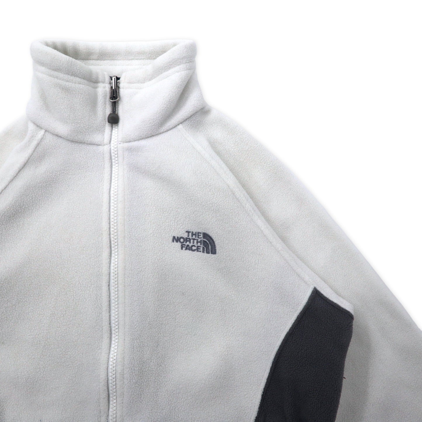 THE NORTH FACE フルジップ フリースジャケット S ホワイト ポリエステル ワンポイントロゴ刺繍 TKA200