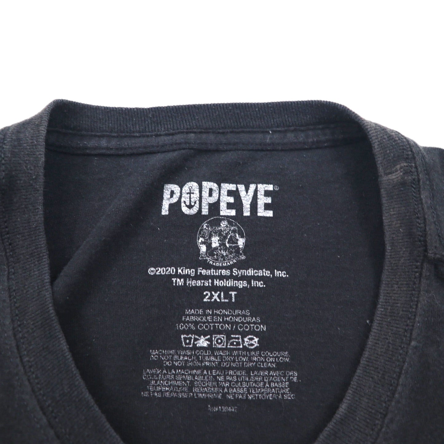 POPEYE ポパイ ビッグサイズ Tシャツ 2XL ブラック キャラクター コットン ホンジュラス製