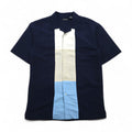 GEORGE Short Sleeve Open Collar Box Shirt, Size L, Navy, Rayon and Polyester