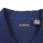 GEORGE Short Sleeve Open Collar Box Shirt, Size L, Navy, Rayon and Polyester