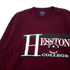 JAN SPORT USA Made 90s College Print Sweatshirt L Bordeaux Cotton HESSTON COLLEGE