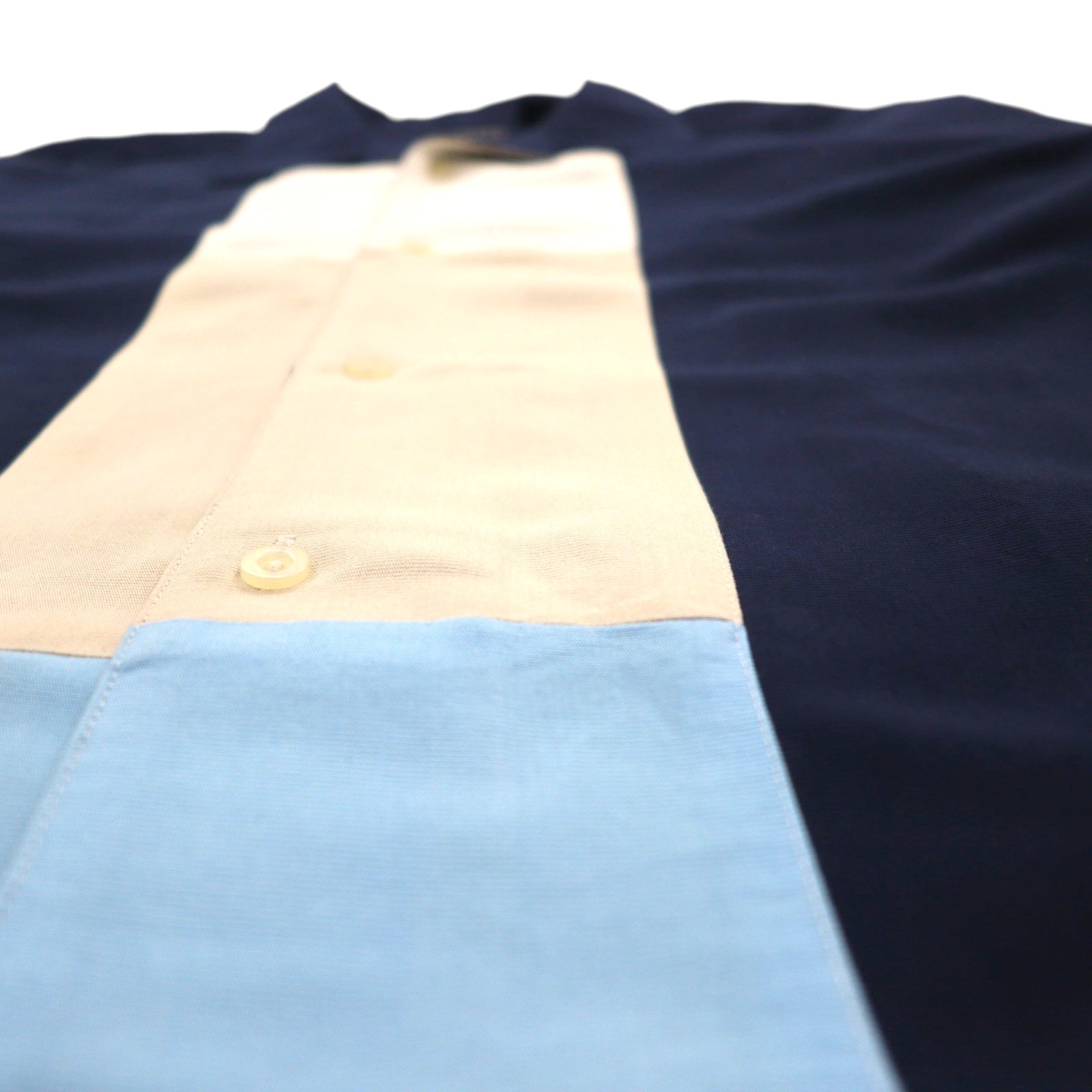 GEORGE Short Sleeve Open Collar Box Shirt, Size L, Navy, Rayon and Polyester