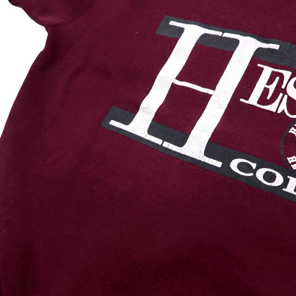 JAN SPORT USA Made 90s College Print Sweatshirt L Bordeaux Cotton HESSTON COLLEGE