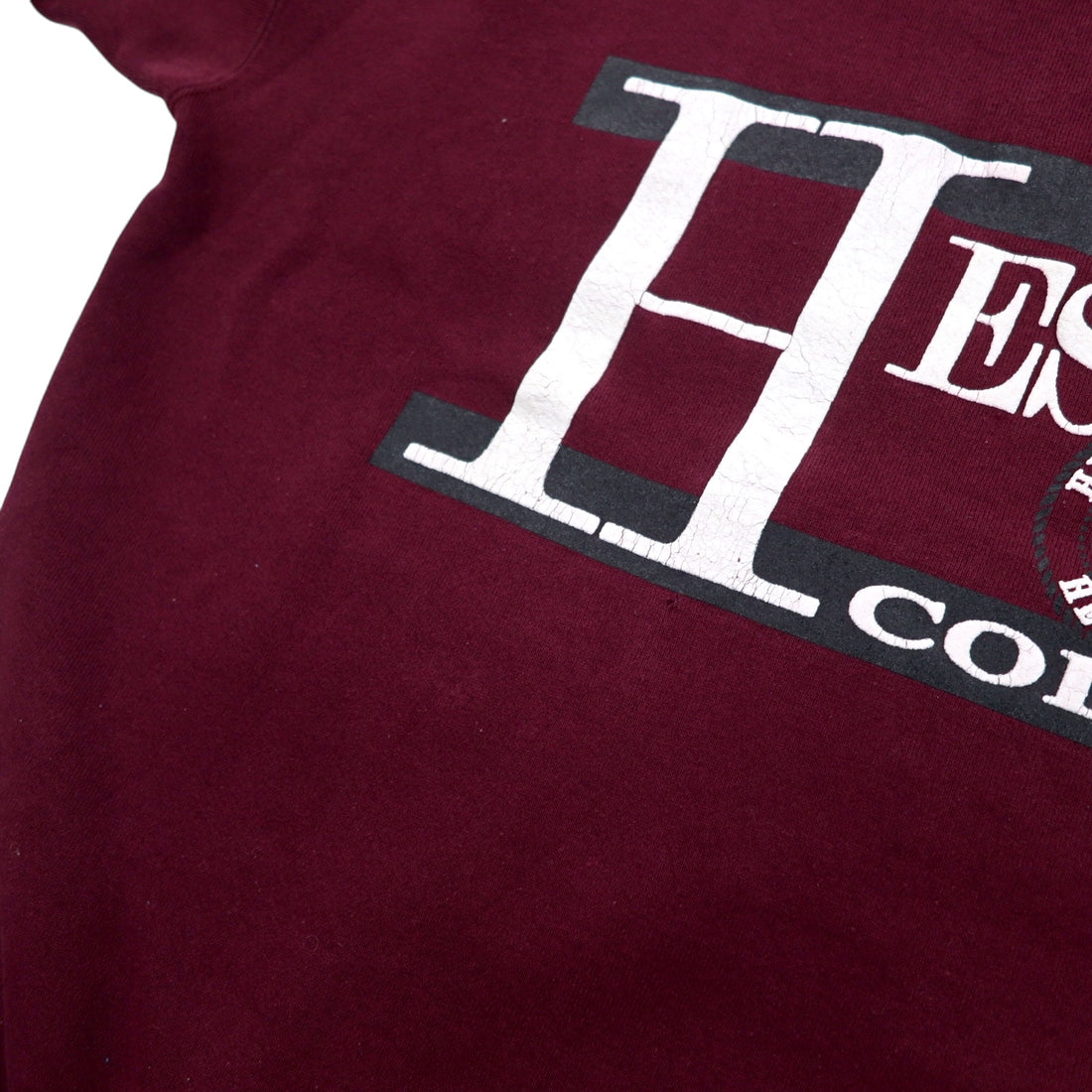 JAN SPORT USA Made 90s College Print Sweatshirt L Bordeaux Cotton HESSTON COLLEGE