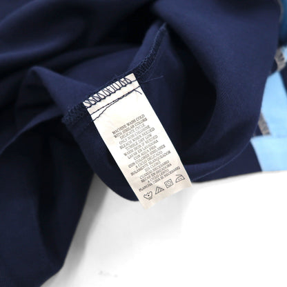 GEORGE 半袖 オープンカラー 開襟 ボックスシャツ L ネイビー レーヨン ポリエステル