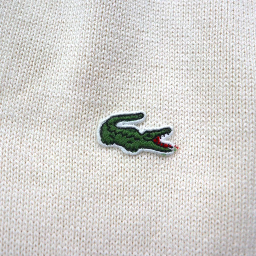 LACOSTE チルデン ニット ベスト L ホワイト コットン Vネック アーガイル柄