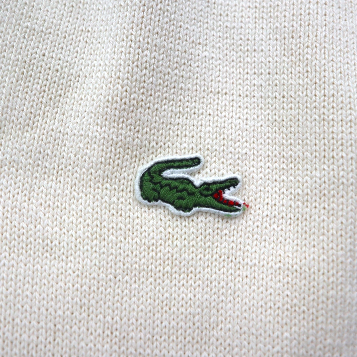 LACOSTE Cardigan Knit Vest, White, Cotton, V-Neck, Argyle Pattern, Size L