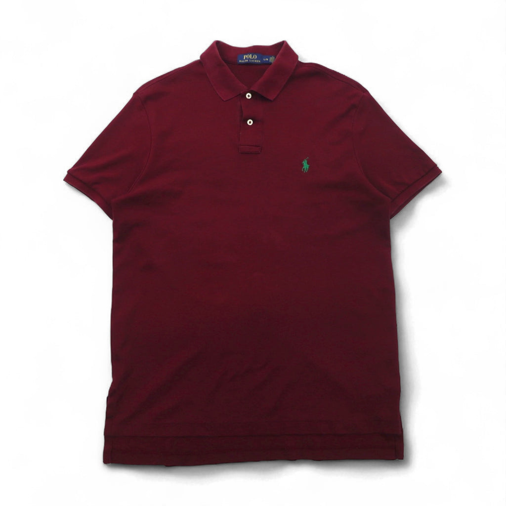 POLO RALPH LAUREN polo shirt, size L, burgundy cotton with small pony embroidery
