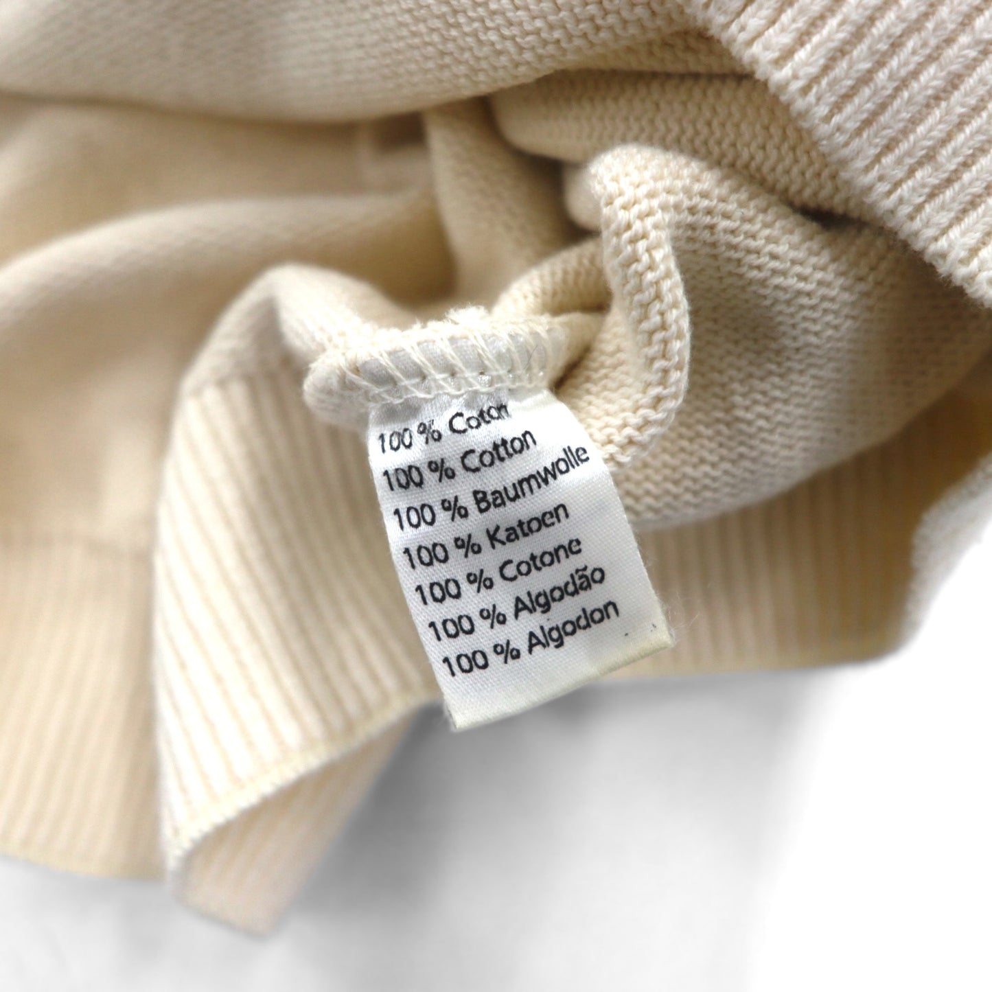 LACOSTE Cardigan Knit Vest, White, Cotton, V-Neck, Argyle Pattern, Size L