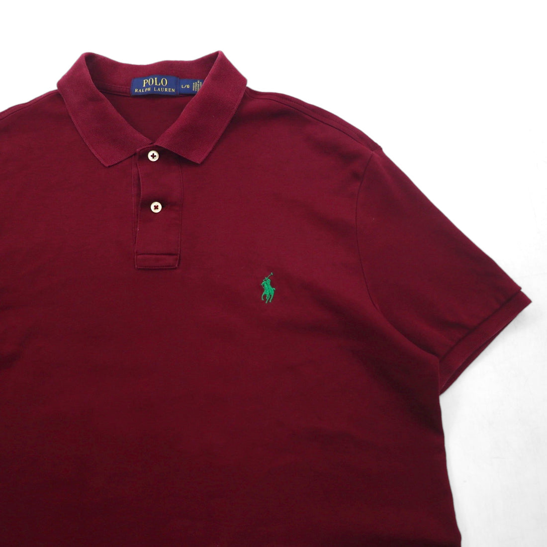 POLO RALPH LAUREN polo shirt, size L, burgundy cotton with small pony embroidery