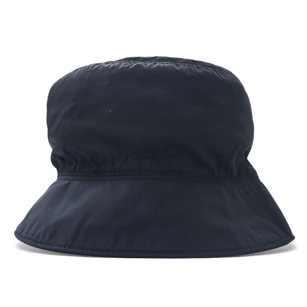 日本然リトテ-古着オンライン-PRADA イタリア製 バケットハット L ブラック ナイロン ワンポイントロゴ刺繍-PRADA Italy Made Bucket Hat L Black Nylon One Point Logo Embroidery