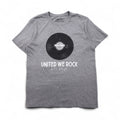Hard Rock Cafe Record Print T-Shirt, Size L, Gray Cotton, UNITED WE ROCK