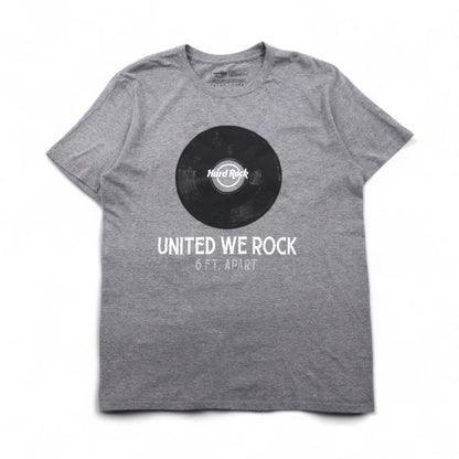 Hard Rock CAFE レコード プリント Tシャツ L グレー コットン UNITED WE ROCK