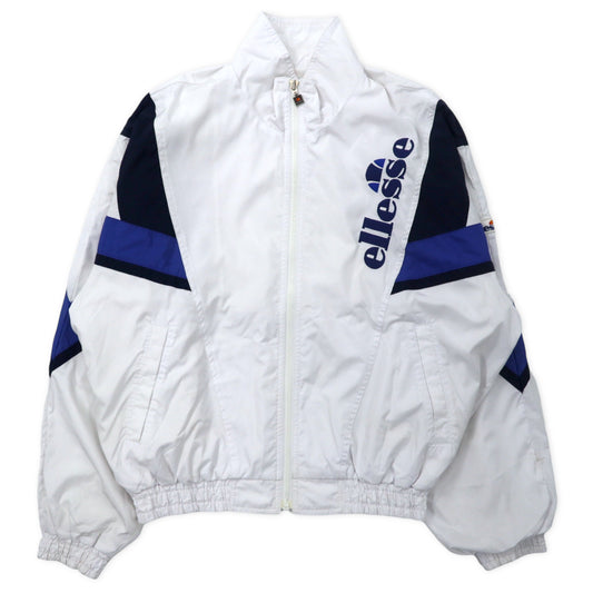 ellesse 90年代 ナイロンジャケット トラックジャケット L ホワイト ポリエステル ロゴ刺繍 日本製