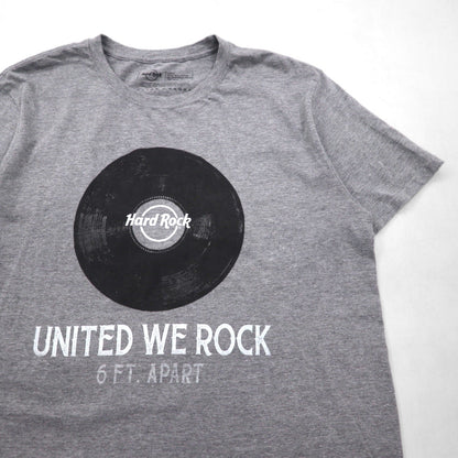 Hard Rock CAFE レコード プリント Tシャツ L グレー コットン UNITED WE ROCK