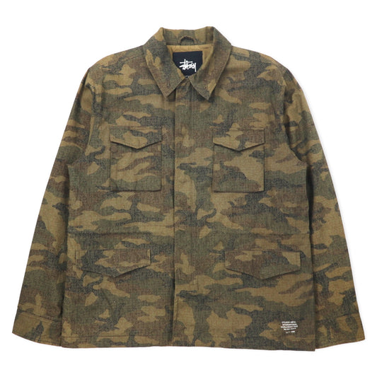 日本然リトテ-古着オンライン-stussy M-65 フィールドジャケット M カーキ カモフラ コットン ドローコード-stussy M-65 Field Jacket M Khaki camouflage Cotton Drawcord