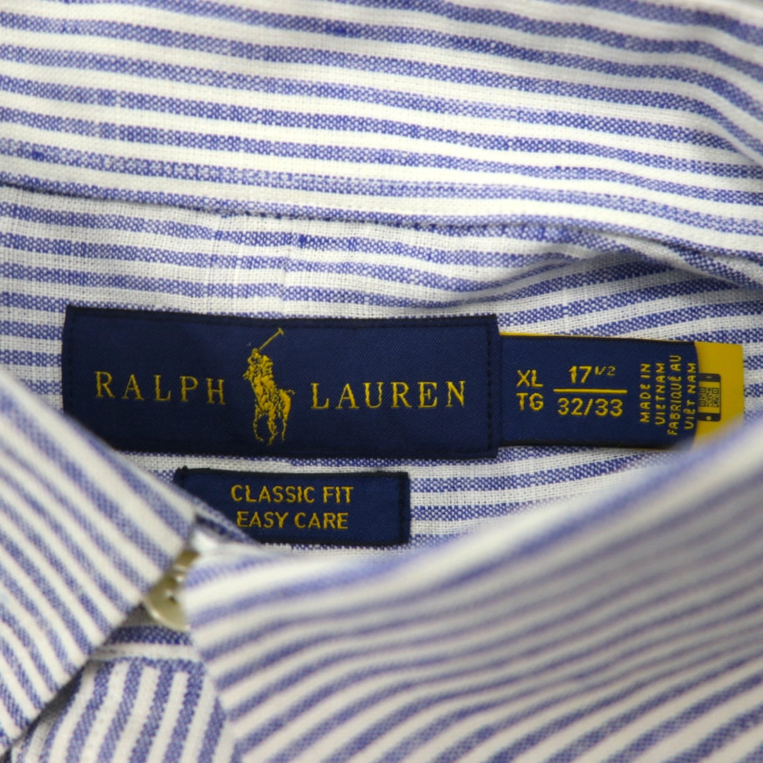 Polo Ralph Lauren Button-Down Linen Shirt, XL, Blue, Linen Stripe, Classic Fit, Easy Care, Oversized