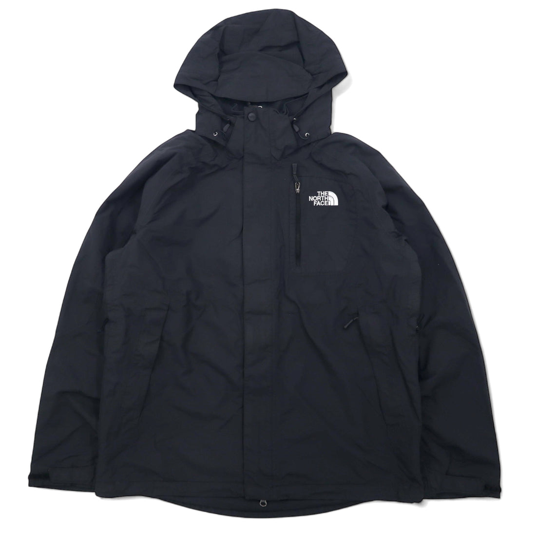 日本然リトテ-古着オンライン-THE NORTH FACE マウンテンパーカー M ブラック ナイロン HYVENT 撥水 透湿 ジップインジップ搭載 US規格-THE NORTH FACE Mountain Hoodie M Black Nylon HYVENT Water Repellent Moisture Breathable Zip-in-Zip US Standard