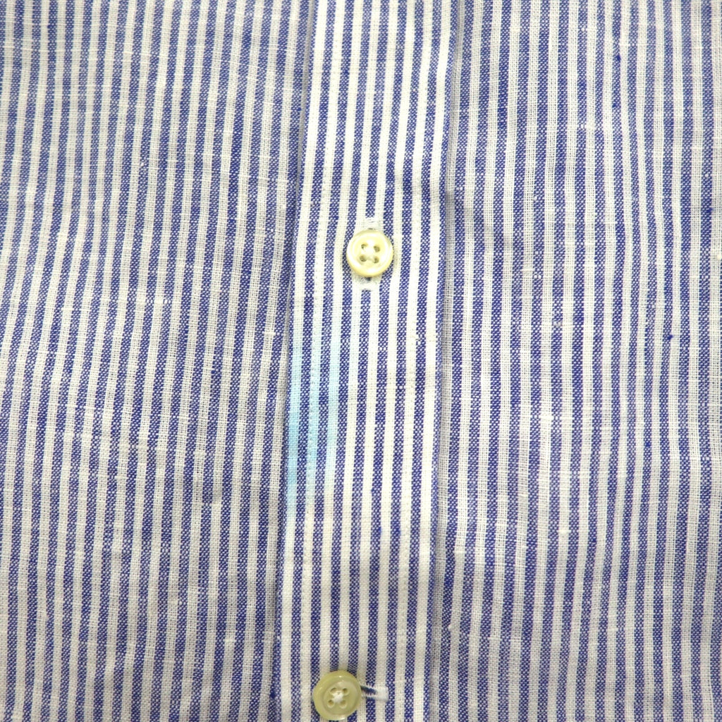 Polo Ralph Lauren ボタンダウン リネン シャツ XL ブルー 麻 ストライプ CLASSIC FIT EASY CARE ビッグサイズ