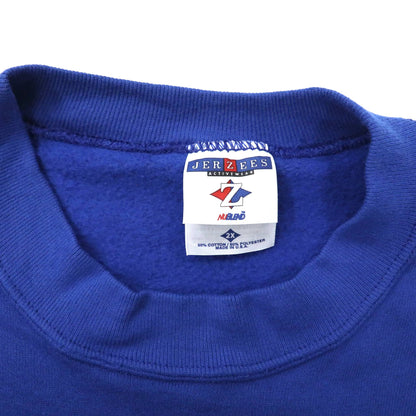 Made in USA JERZEES Big Size College Print Sweatshirt 2X Blue Cotton Brushed Back ALFRED E. BEACH HIGH 90's