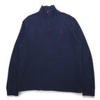 POLO RALPH LAUREN ハーフジップ スウェット L ネイビー コットン スモールポニー刺繍