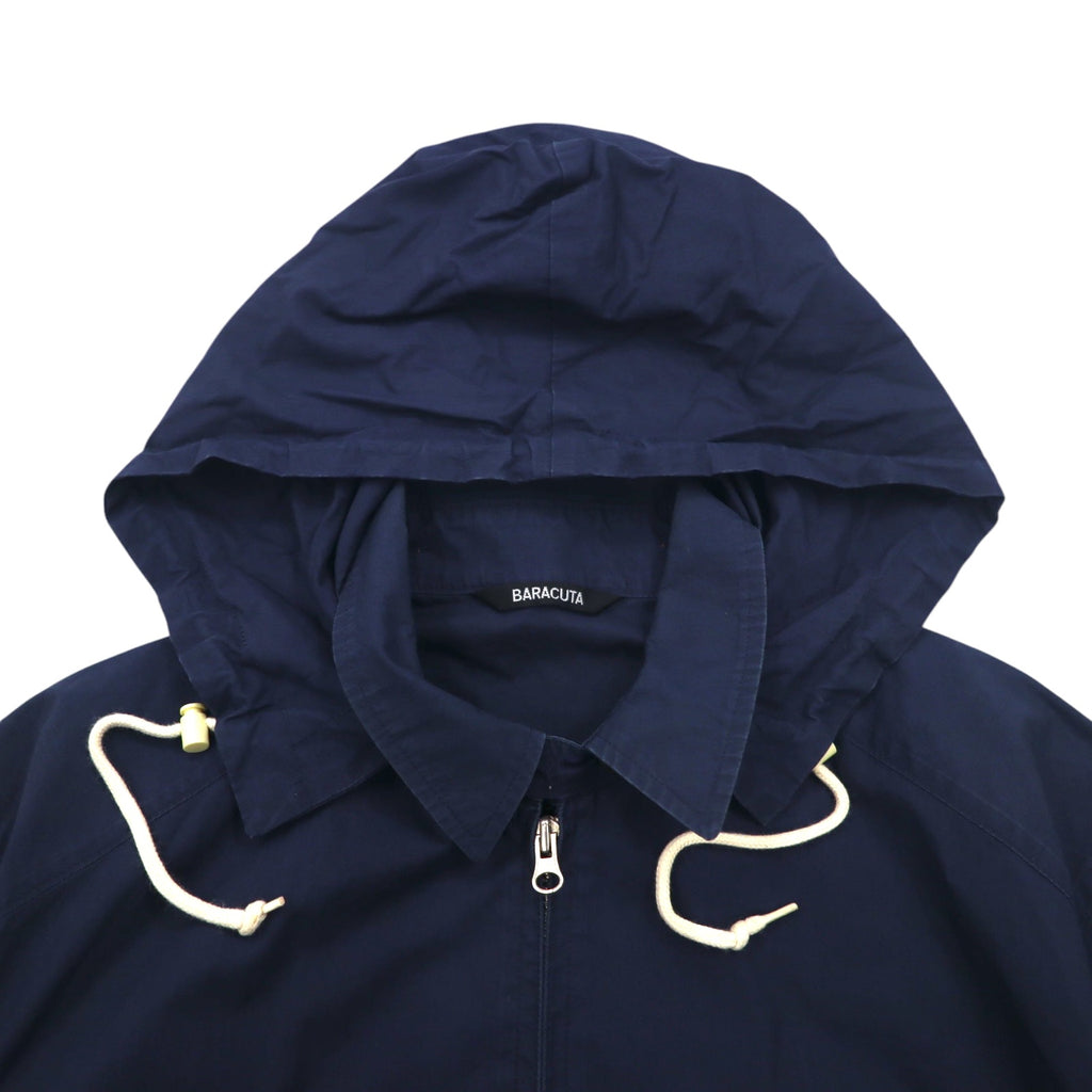 BARACUTA G9 Harrington Jacket, Detachable Hood, Swing Top, Medium, Navy